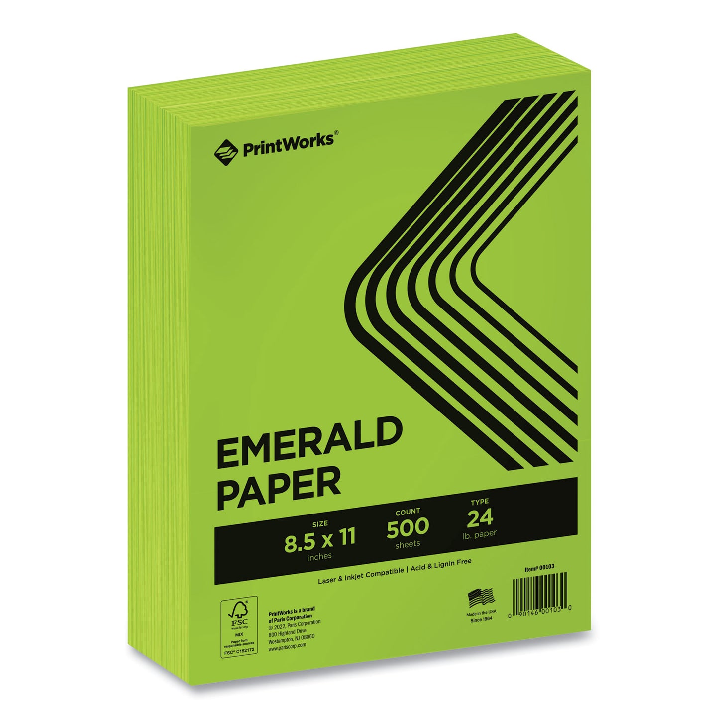 Printworks Professional Color Paper, 24 lb Text Weight, 8.5 x 11, Emerald Green, 500/Ream (00103)