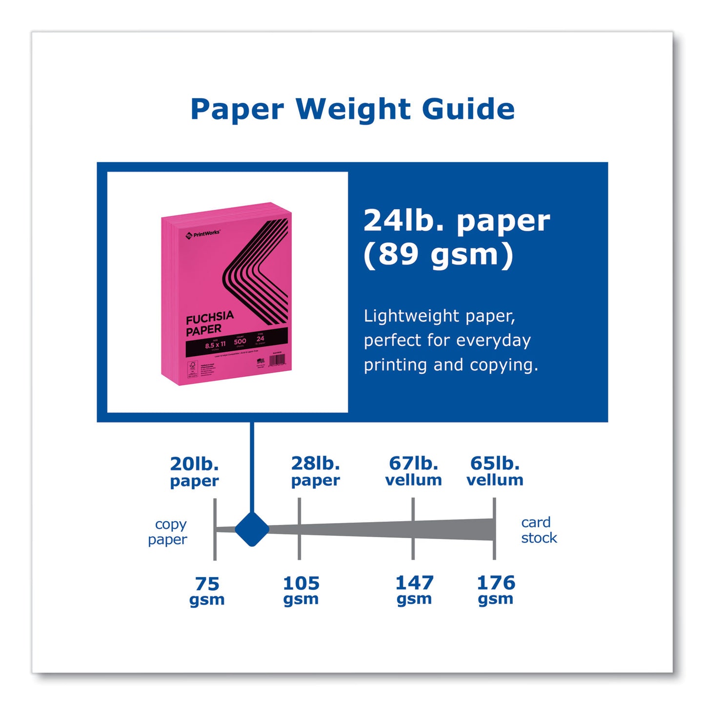 Printworks Professional Color Paper, 24 lb Text Weight, 8.5 x 11, Fuchsia, 500/Ream (00100)
