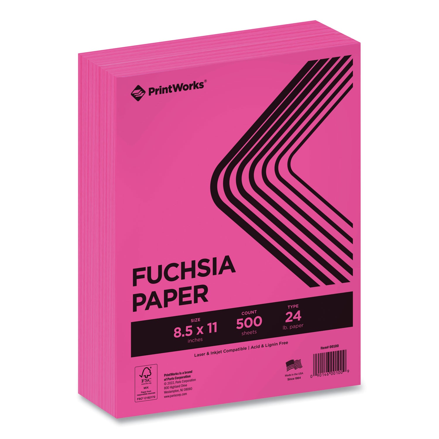 Printworks Professional Color Paper, 24 lb Text Weight, 8.5 x 11, Fuchsia, 500/Ream (00100)