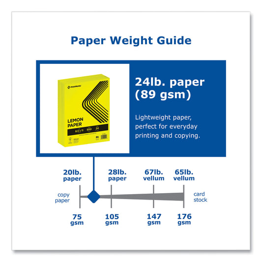 Printworks Professional Color Paper, 24 lb Text Weight, 8.5 x 11, Lemon Yellow, 500/Ream (00101)