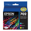 Epson T702520S (702) DURABrite Ultra Ink, Cyan/Magenta/Yellow, 3/Pack