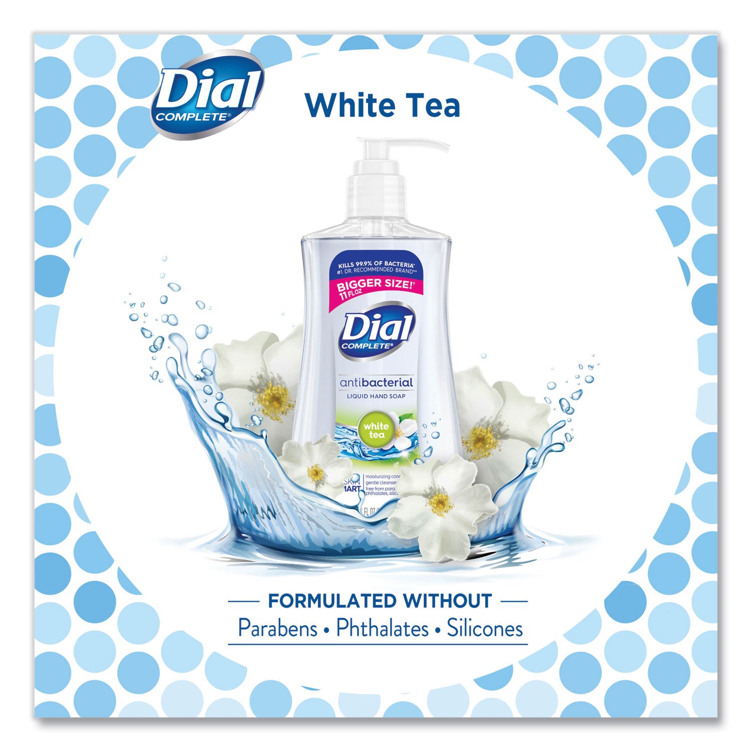 Dial Antibacterial Liquid Hand Soap, White Tea Scent, 11 oz, 12/Carton (20940)