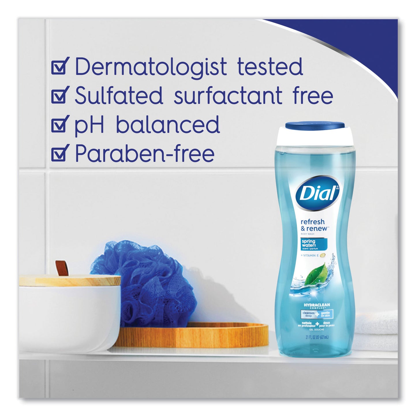 Dial Body Wash, Spring Water Scent, 16 oz, 6/Carton (02653)