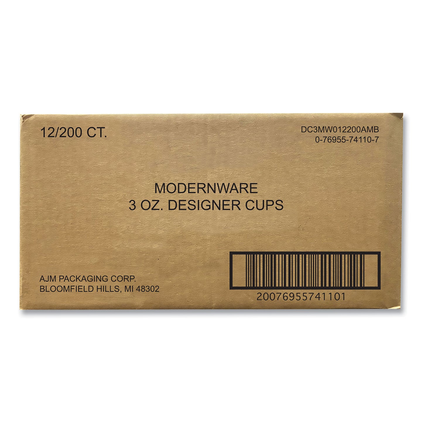 AJM Heavy Duty Cold Cups, 3 oz, Modernware Design, 2,400/Carton (DC3MW012200A)