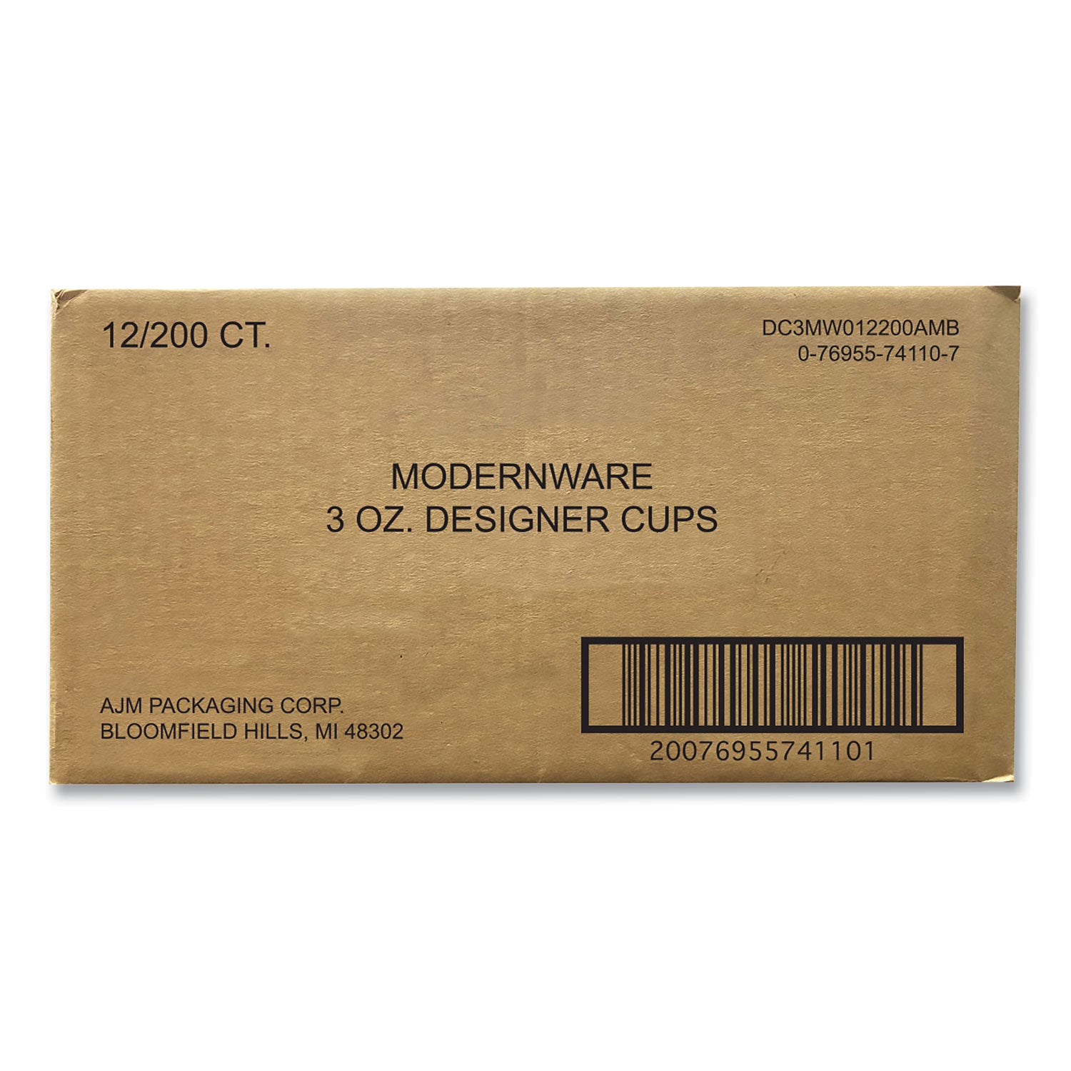 AJM Heavy Duty Cold Cups, 3 oz, Modernware Design, 2,400/Carton (DC3MW012200A)