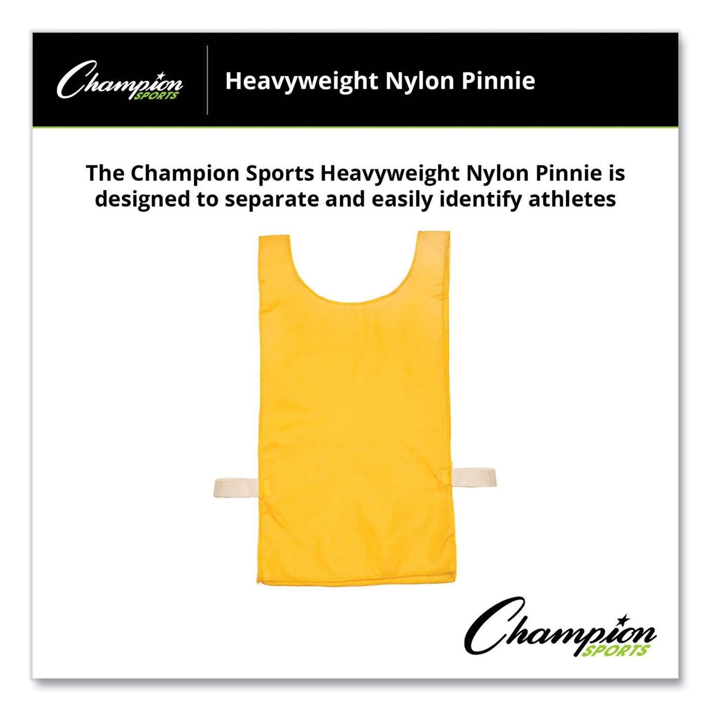 Champion Sports Heavyweight Pinnies, Nylon, One Size, Gold, 1/Dozen (NP1GD)