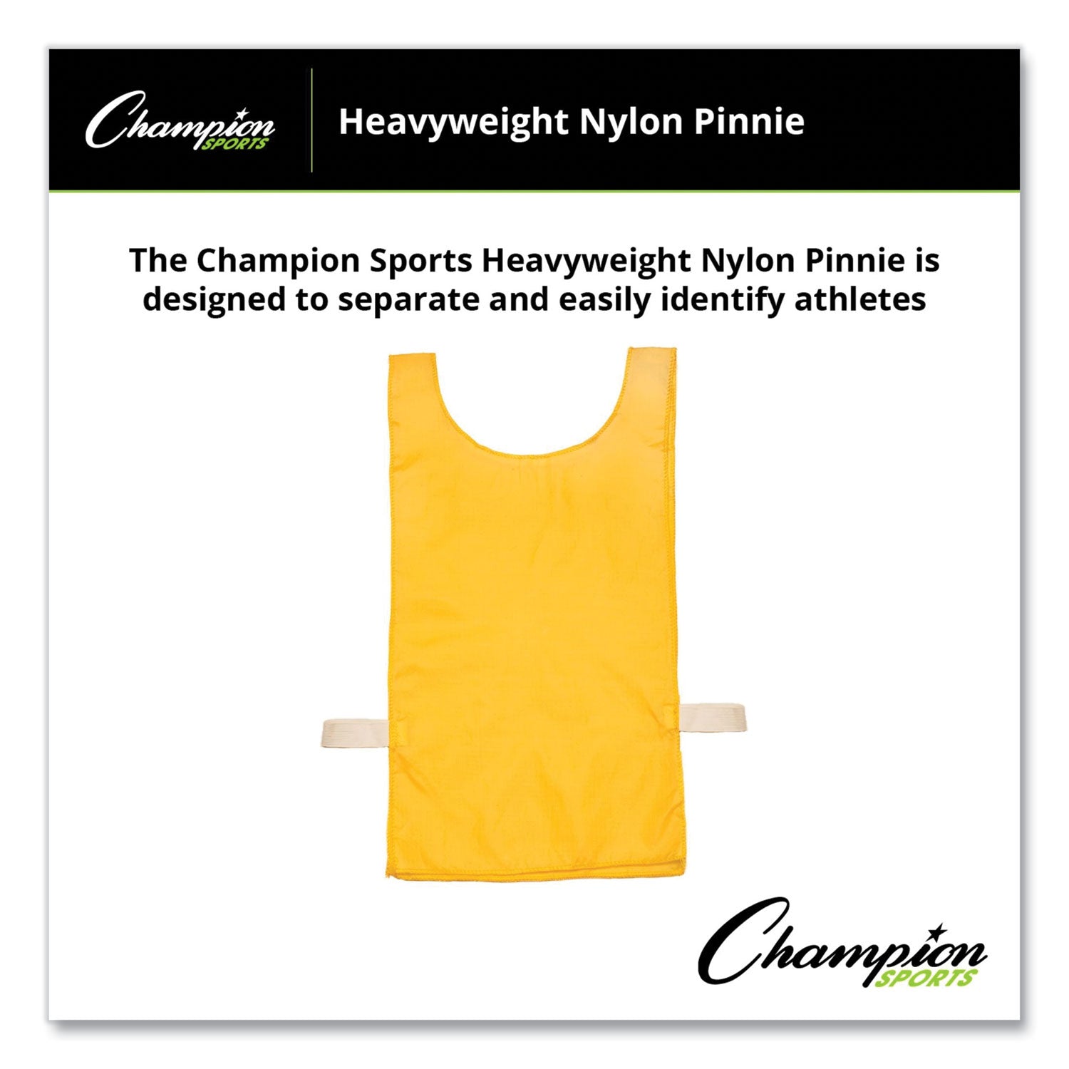 Champion Sports Heavyweight Pinnies, Nylon, One Size, Gold, 1/Dozen (NP1GD)