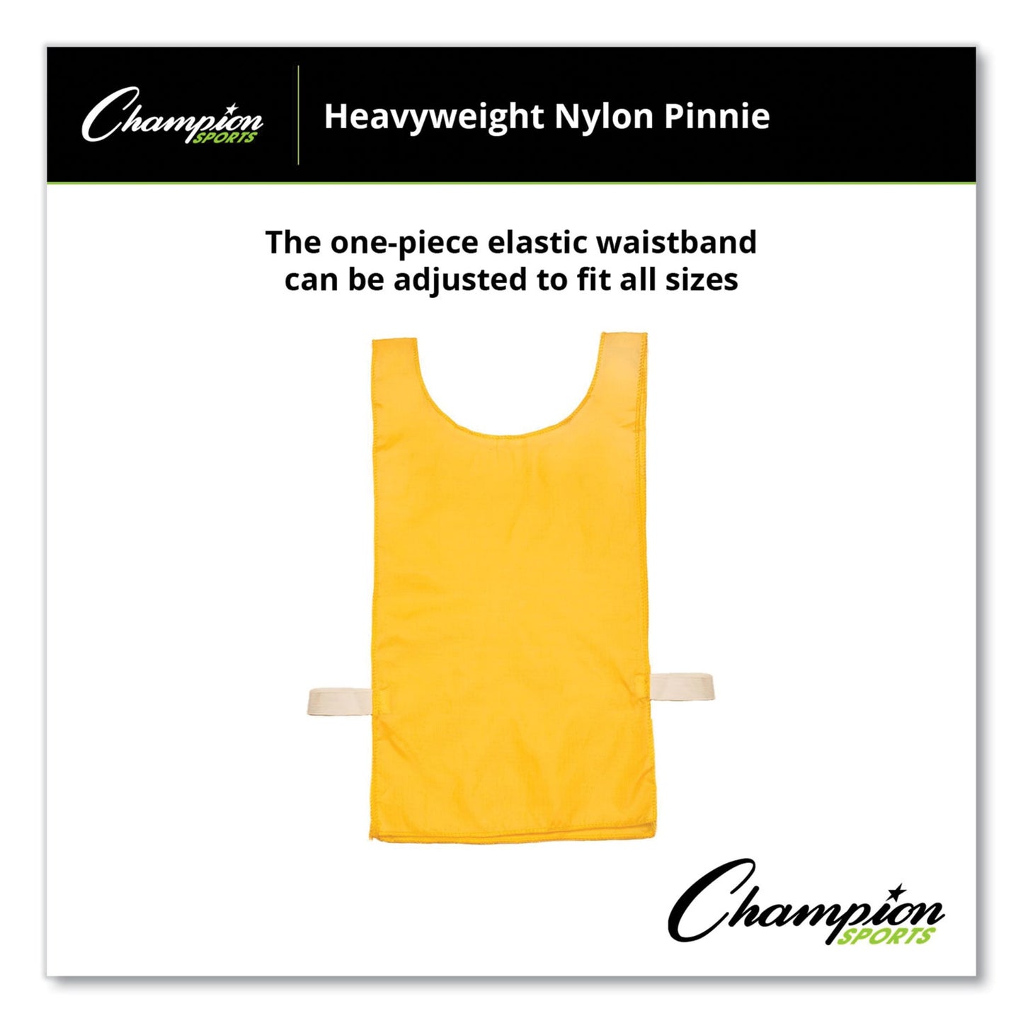 Champion Sports Heavyweight Pinnies, Nylon, One Size, Gold, 1/Dozen (NP1GD)