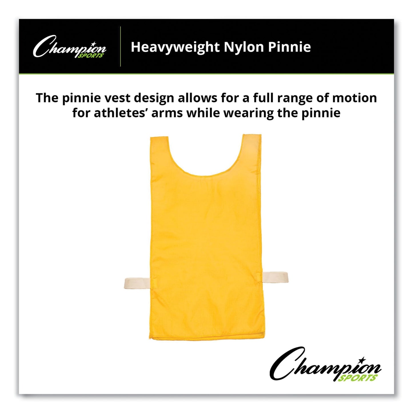 Champion Sports Heavyweight Pinnies, Nylon, One Size, Gold, 1/Dozen (NP1GD)