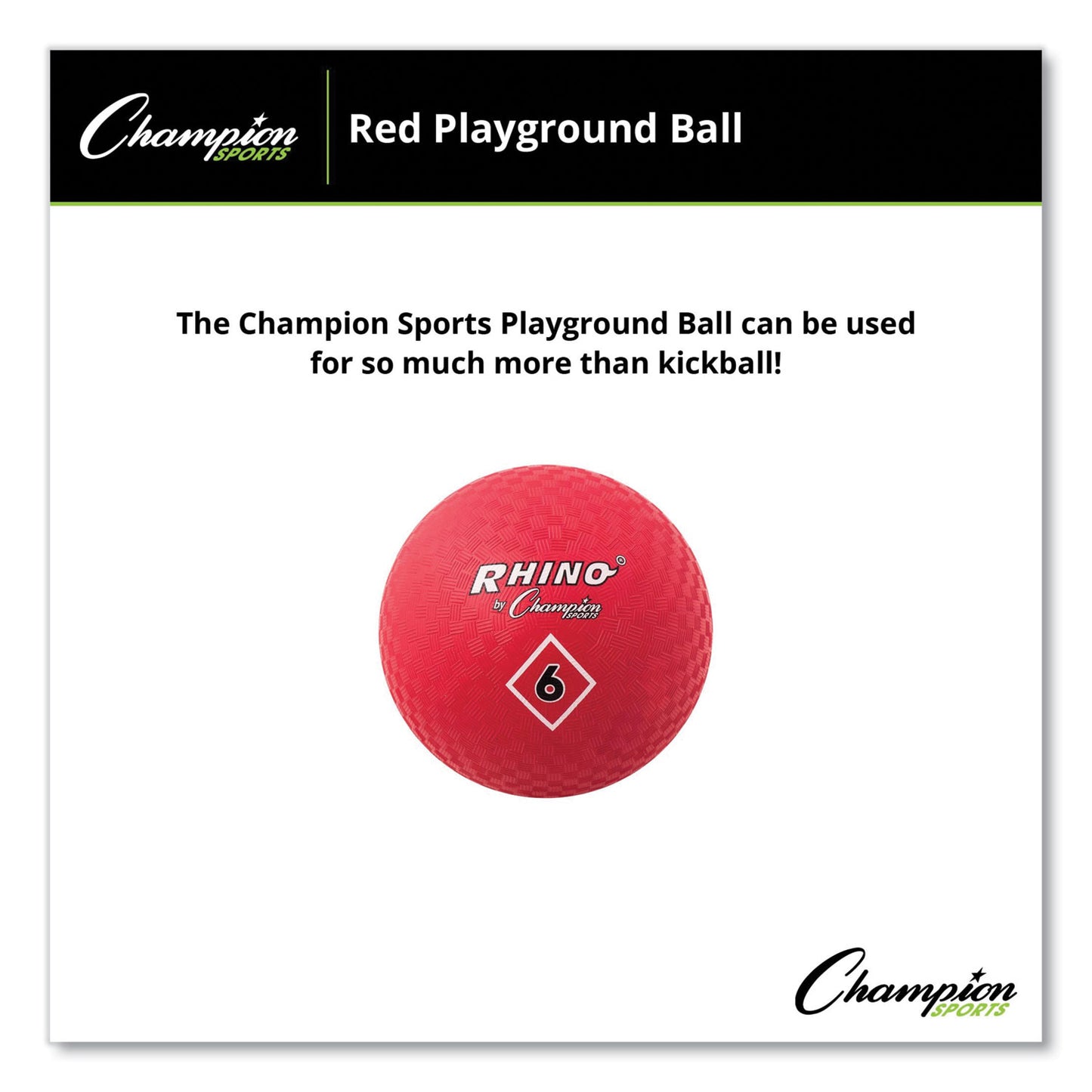 Champion Sports Playground Ball, 6" Diameter, Red (PG6RD)