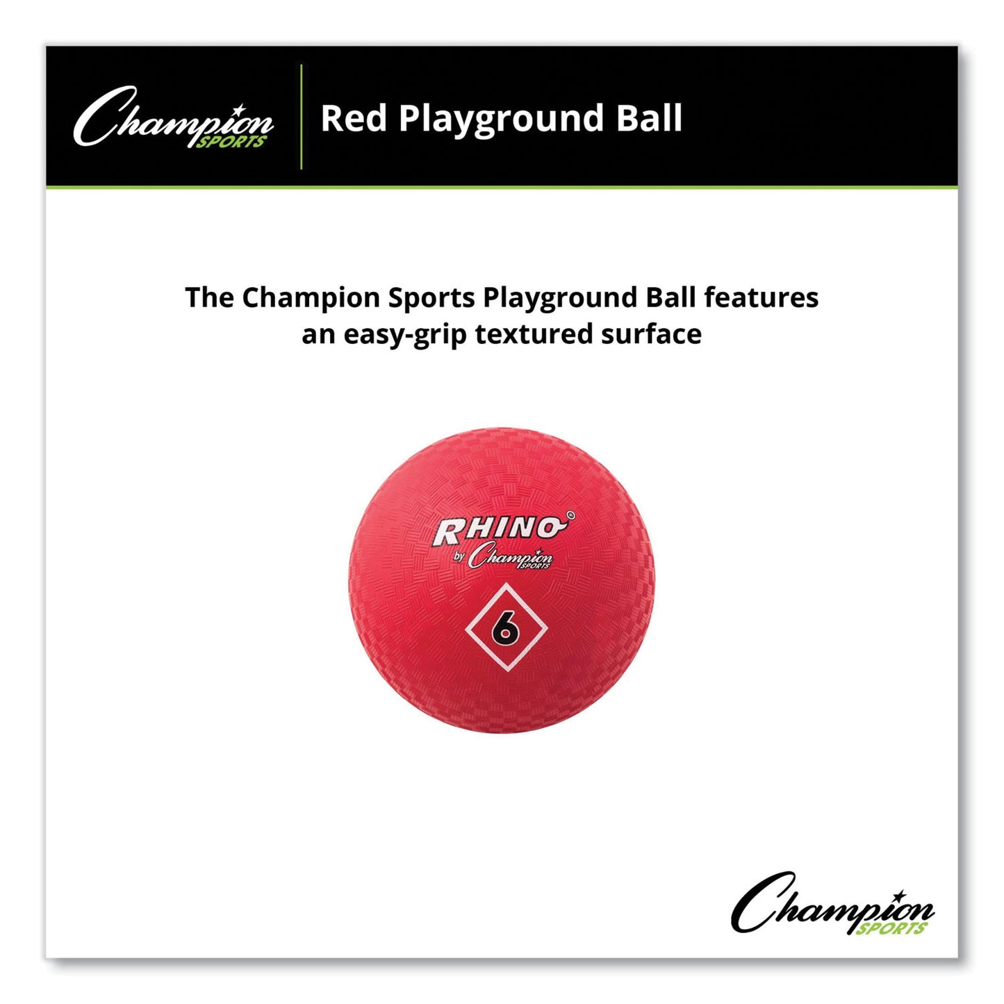 Champion Sports Playground Ball, 6" Diameter, Red (PG6RD)