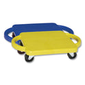 Champion Sports Scooter with Handles, Blue/Yellow, 4 Rubber Swivel Casters, Plastic, 12 x 12 (PGH12)