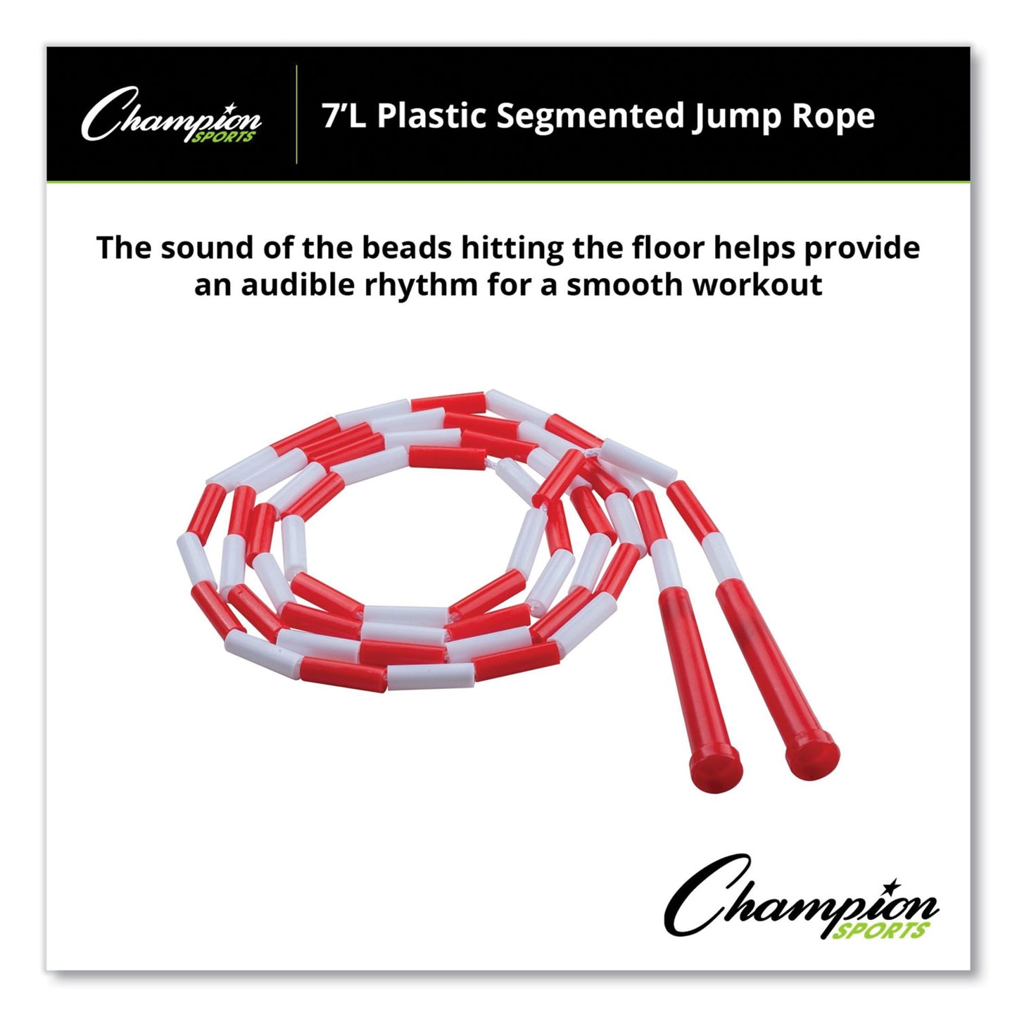 Champion Sports Segmented Plastic Jump Rope, 7 ft, Red/White (PR7)
