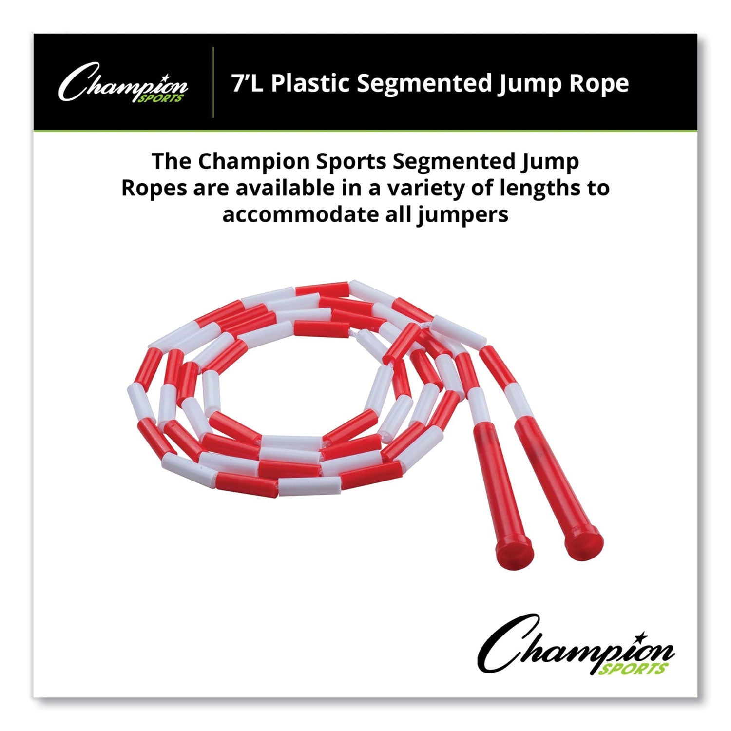 Champion Sports Segmented Plastic Jump Rope, 7 ft, Red/White (PR7)