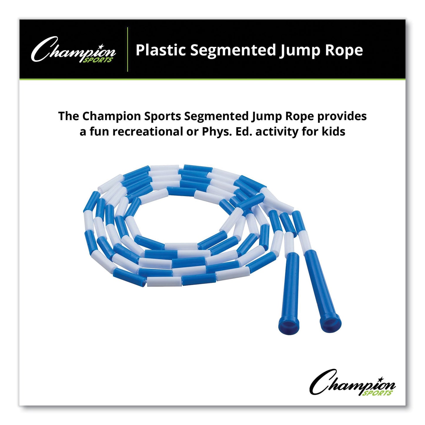 Champion Sports Segmented Plastic Jump Rope, 9 ft, Blue/White (PR9)