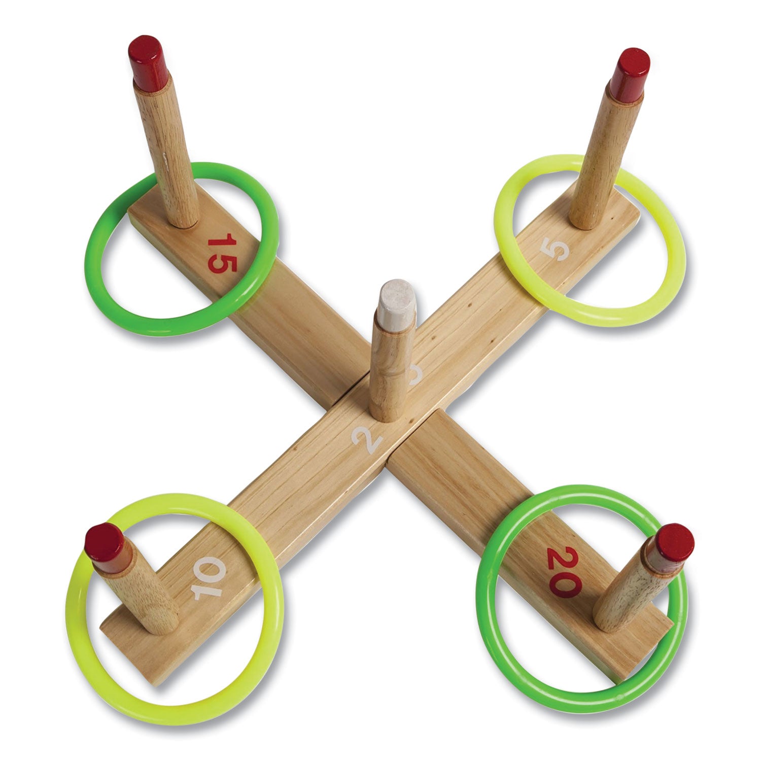 Champion Sports Ring Toss Set, Plastic/Wood, Assorted Colors, 5 Pegs, 4 Rings (QS1)