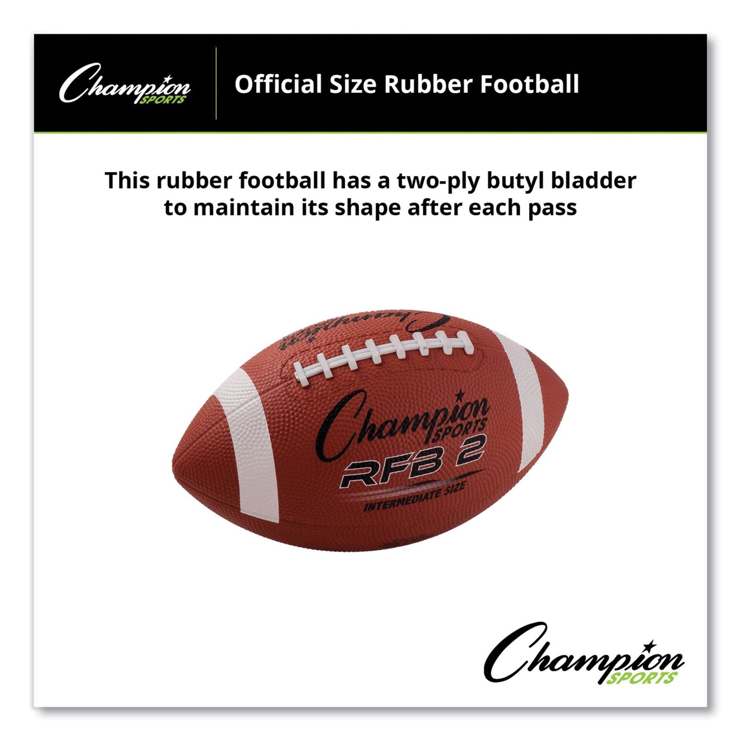 Champion Sports Rubber Sports Ball, For Football, Intermediate Size, Brown (RFB2)