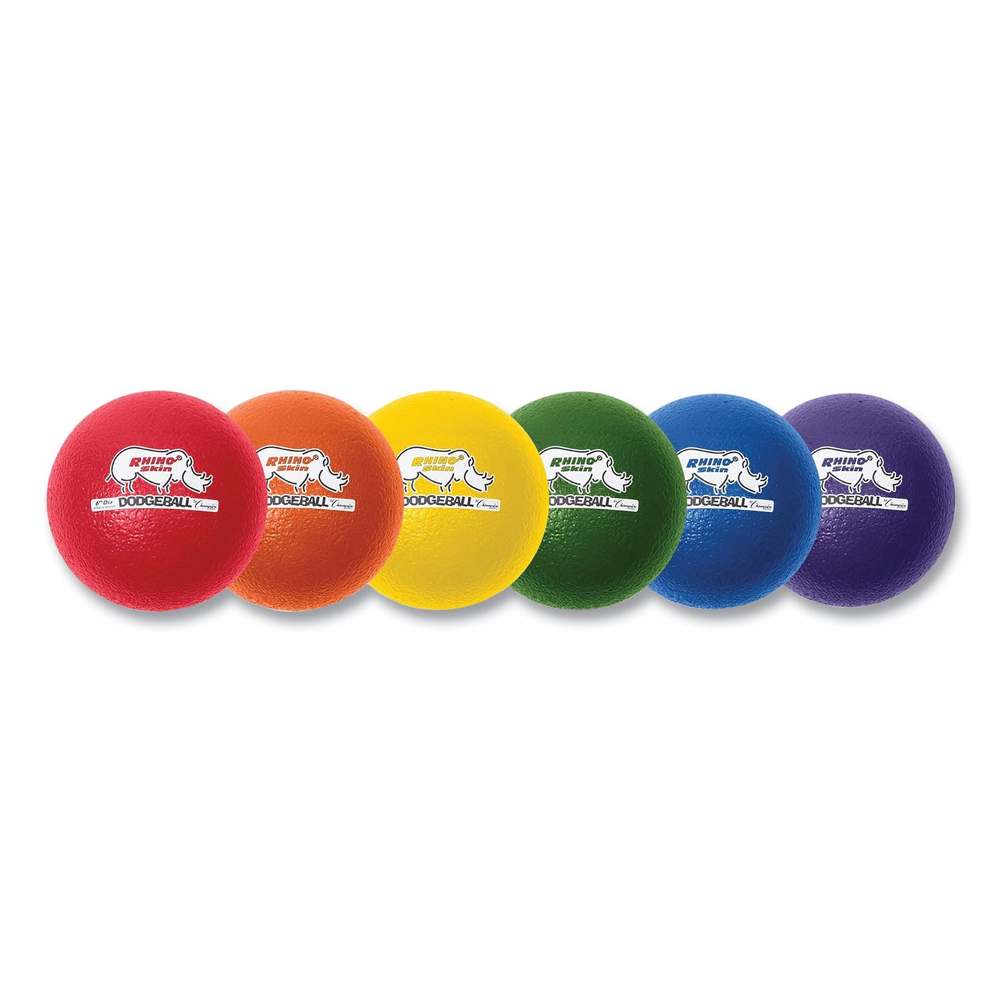 Champion Sports Rhino Skin Dodge Ball Set, 6" Diameter, Assorted Colors, 6/Set (RXD6SET)