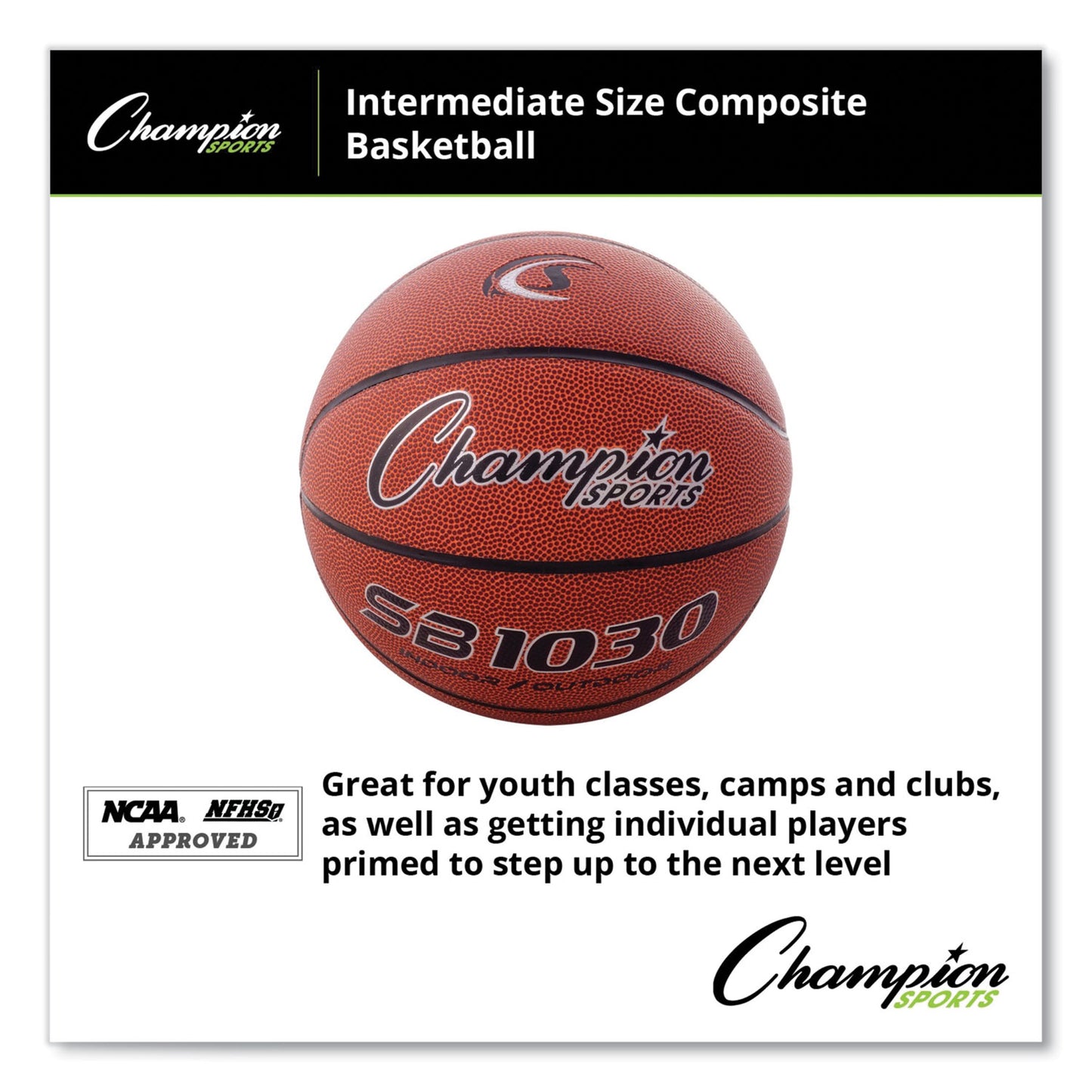 Champion Sports Composite Basketball, Official Intermediate Size, Brown (SB1030)