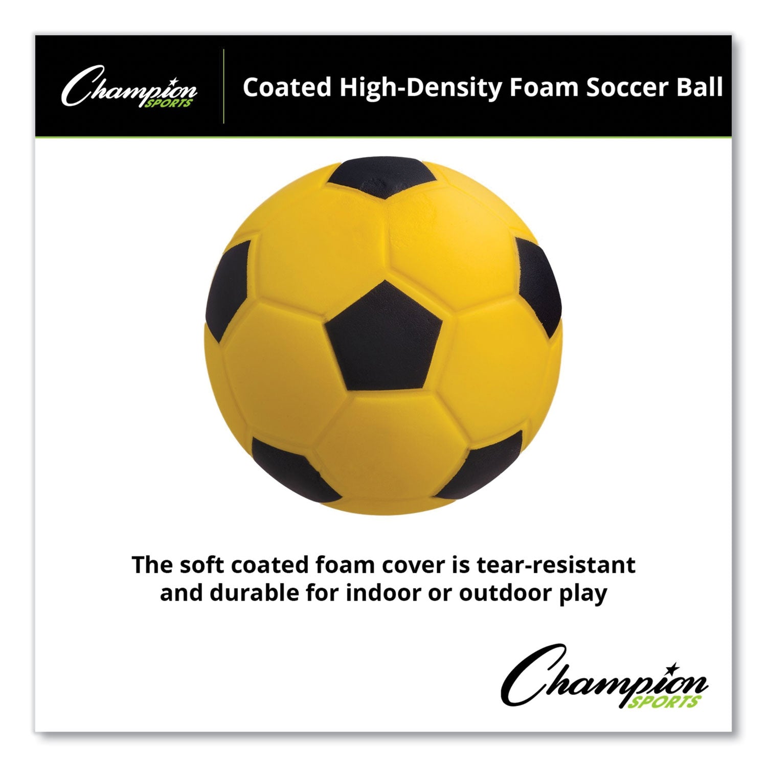 Champion Sports Coated Foam Sport Ball, For Soccer, Playground Size, Yellow (SFC)