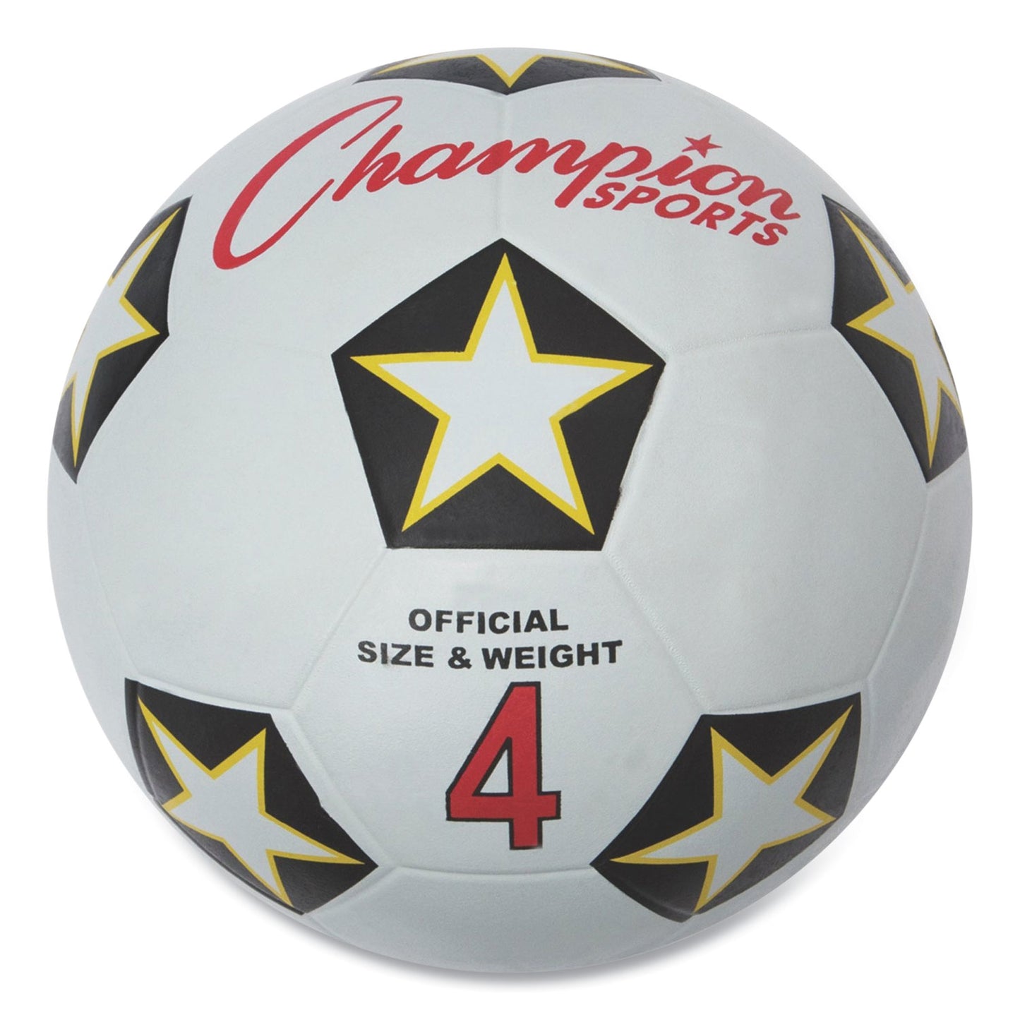 Champion Sports Rubber Sports Ball, For Soccer, No. 4 Size, White/Black (SRB4)