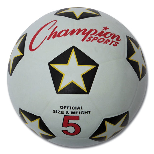 Champion Sports Rubber Sports Ball, For Soccer, No. 5 Size, White/Black (SRB5)