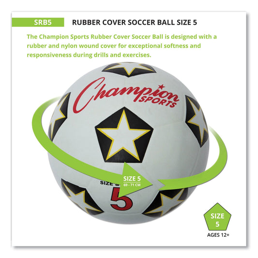 Champion Sports Rubber Sports Ball, For Soccer, No. 5 Size, White/Black (SRB5)