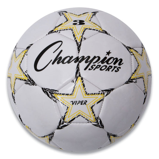 Champion Sports VIPER Soccer Ball, No. 3 Size, 7.25" to 7.5" Diameter, White (VIPER3)