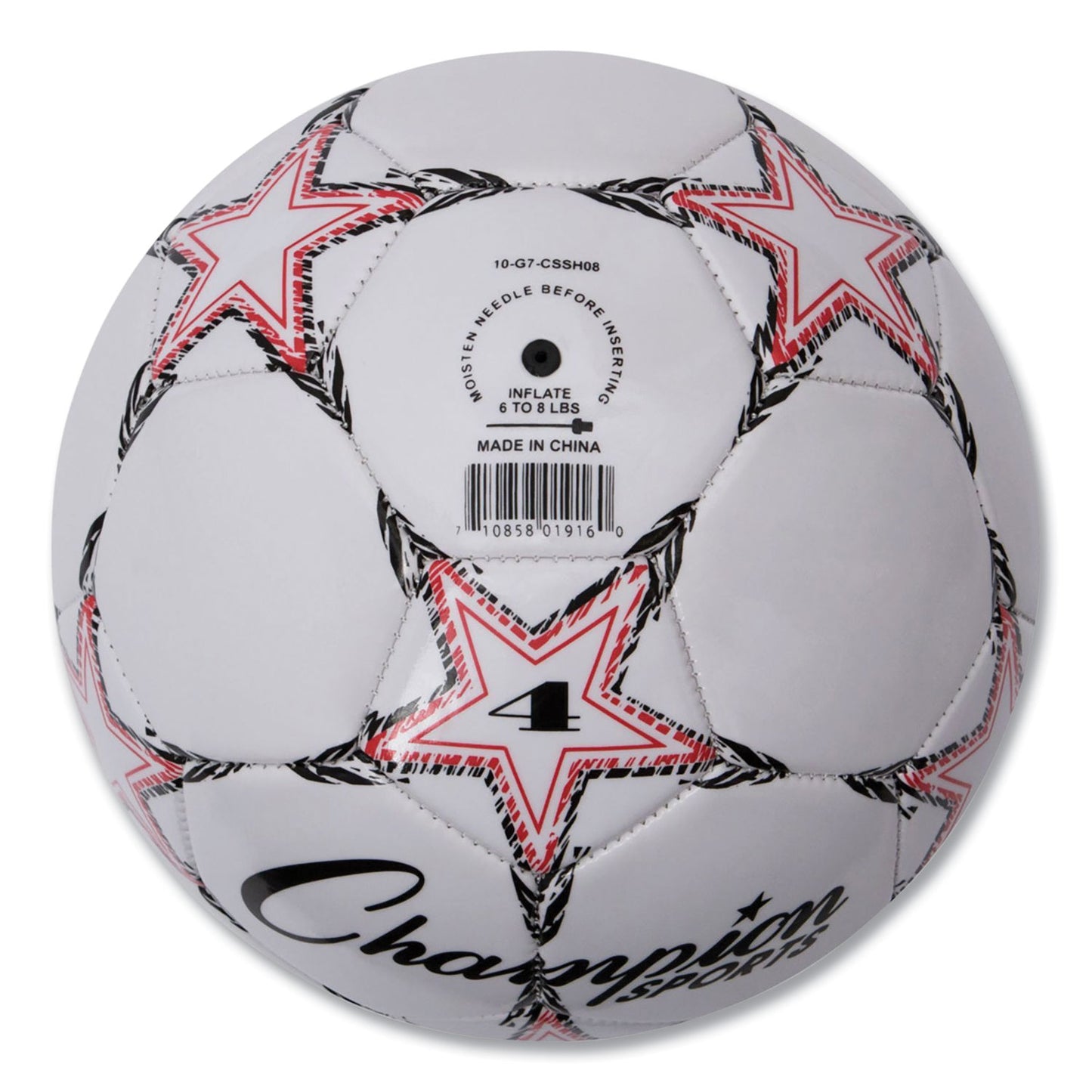 Champion Sports VIPER Soccer Ball, No. 4 Size, 8" to 8.25" Diameter, White (VIPER4)