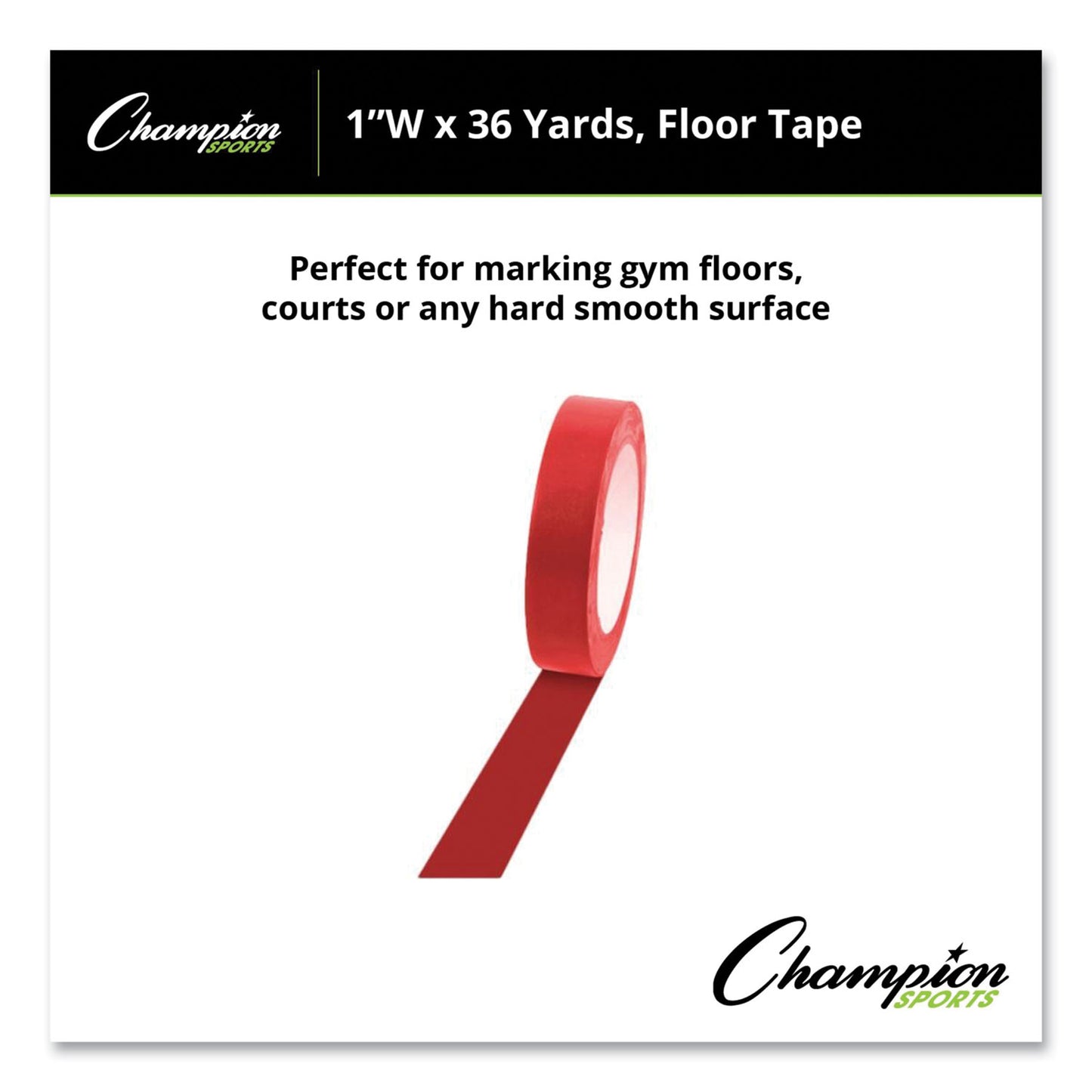 Champion Sports Floor Tape, 1" x 36 yds, Red (1X36FTRD)