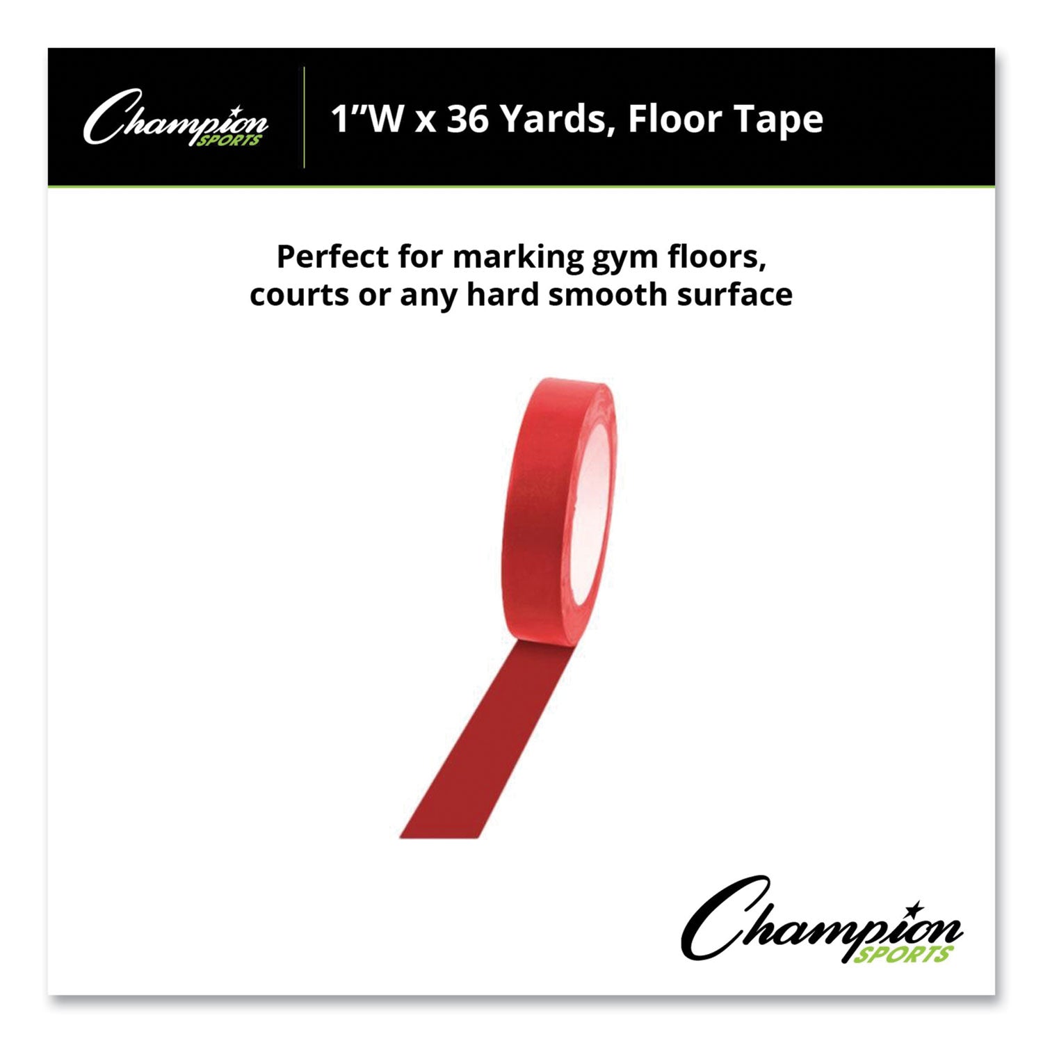 Champion Sports Floor Tape, 1" x 36 yds, Red (1X36FTRD)