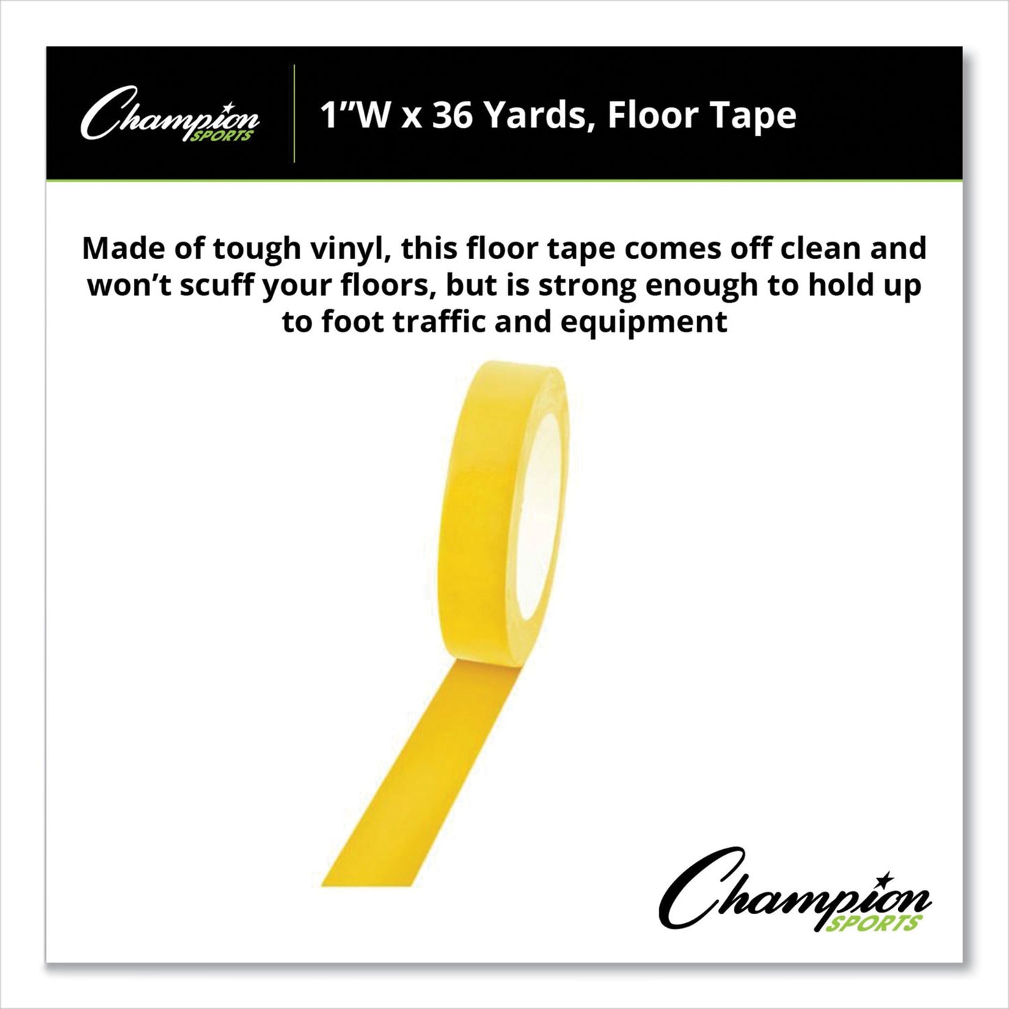 Champion Sports Floor Tape, 1" x 36 yds, Yellow (1X36FTYL)