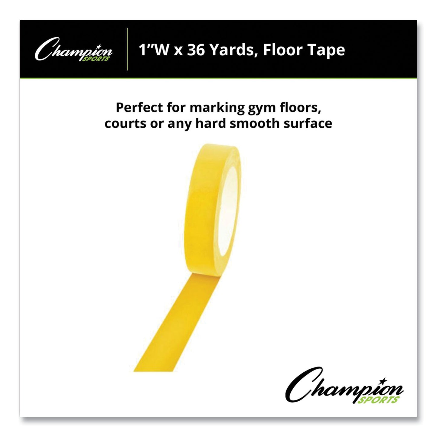 Champion Sports Floor Tape, 1" x 36 yds, Yellow (1X36FTYL)