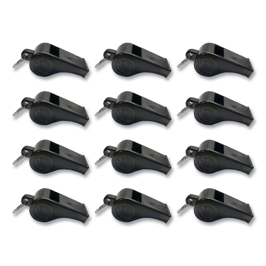 Champion Sports Sports Whistle, Medium Weight, Plastic, Black, Dozen (601)