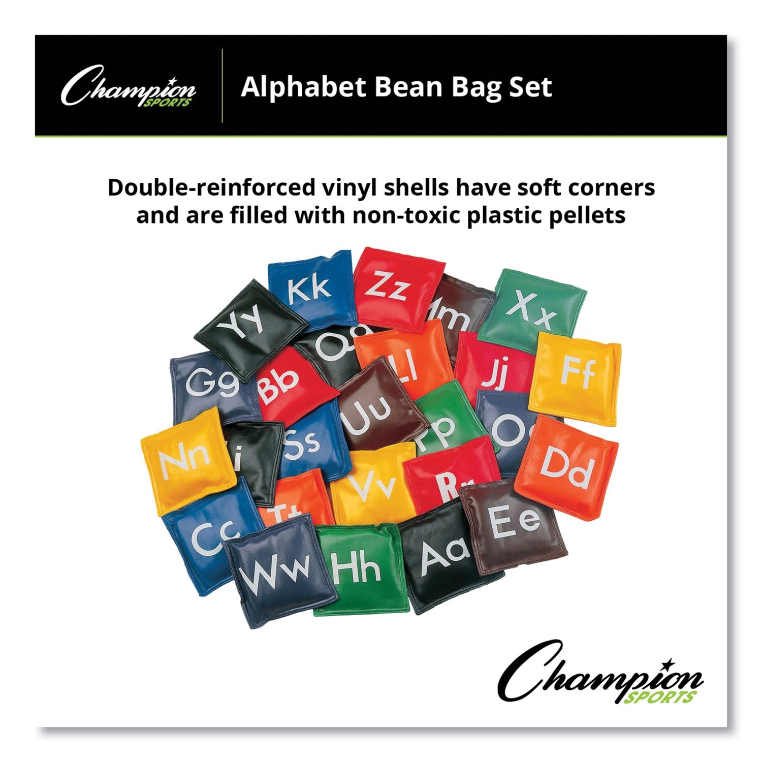 Champion Sports Alphabet Bean Bag Set, Vinyl, Assorted Colors, 26/Box (AB55)