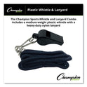 Champion Sports Sports Whistle with Black Nylon Lanyard, Plastic, Black, Dozen (BP601)