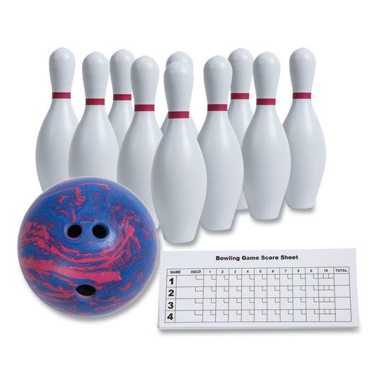 Champion Sports Bowling Set, Plastic/Rubber, White, 10 Bowling Pins, 1 Bowling Ball (BPSET)