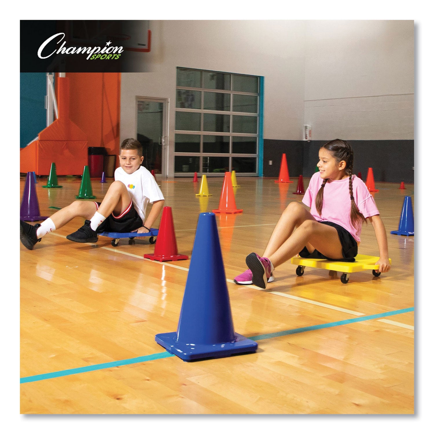 Champion Sports Hi-Visibility Vinyl Cones, 18" Tall, Fluorescent Orange, 10.63" x 10.63" Base (C18OR)