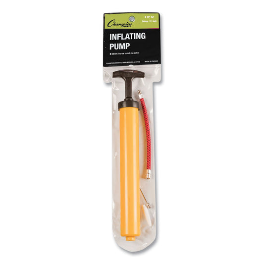 Champion Sports Standard Hand Pump, 12" Long, Yellow/Black (IP12)