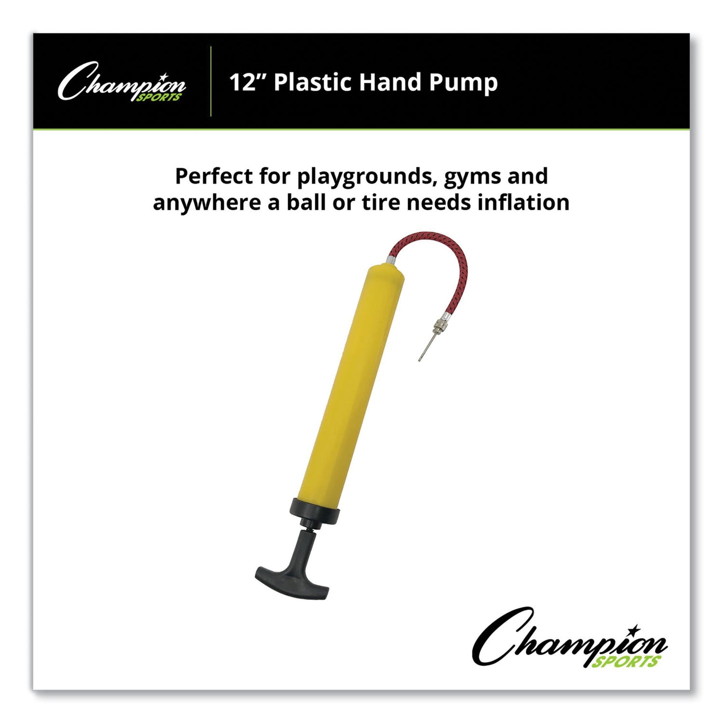 Champion Sports Standard Hand Pump, 12" Long, Yellow/Black (IP12)