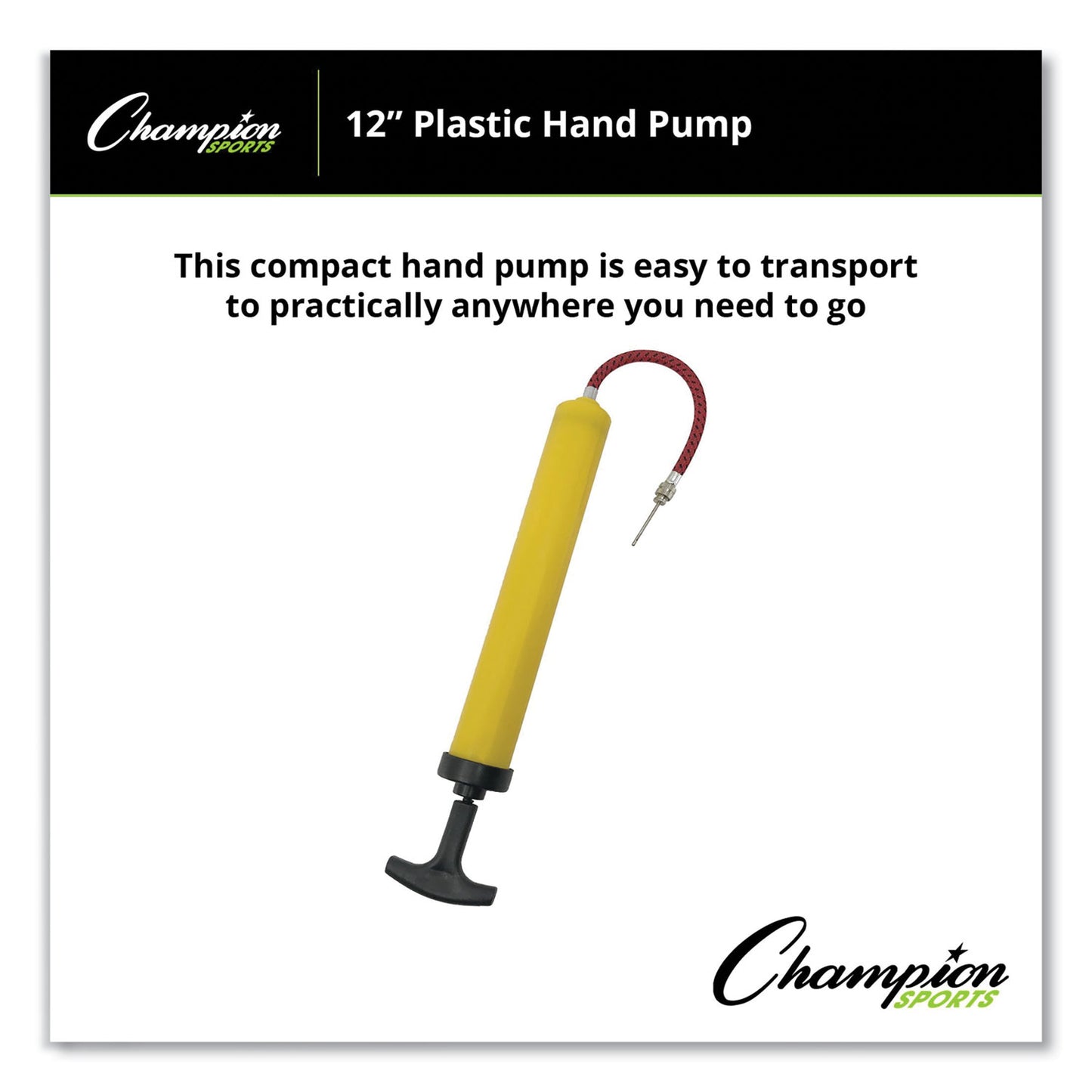 Champion Sports Standard Hand Pump, 12" Long, Yellow/Black (IP12)