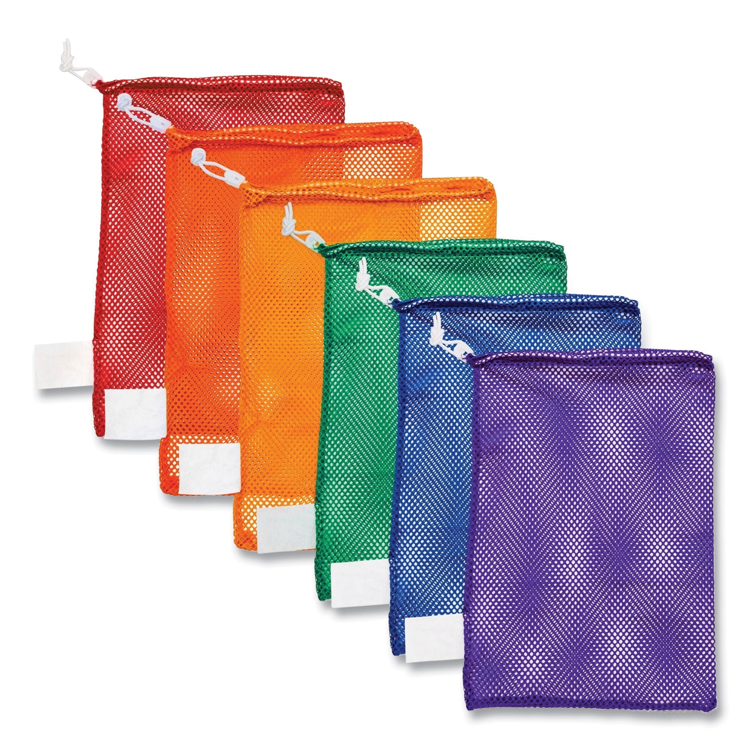 Champion Sports Heavy-Duty Mesh Bag, 12" x 18", Gold, Green, Orange, Purple, Royal Blue, Scarlet Red, 6/Set (MB18SET)