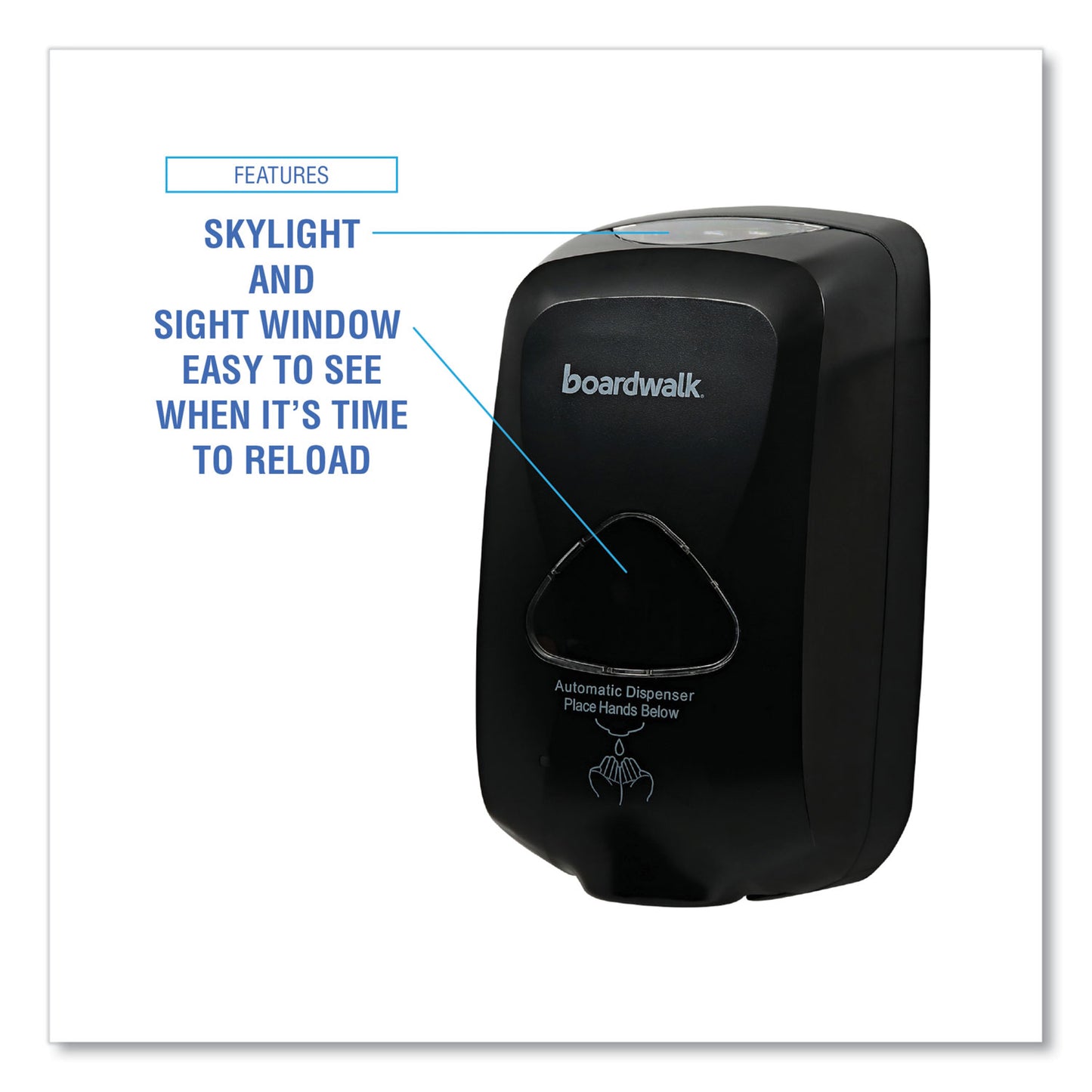 Boardwalk Touch-Free Dispenser, 1,200 mL, 6 x 4.05 x 10.58, Black (42200)