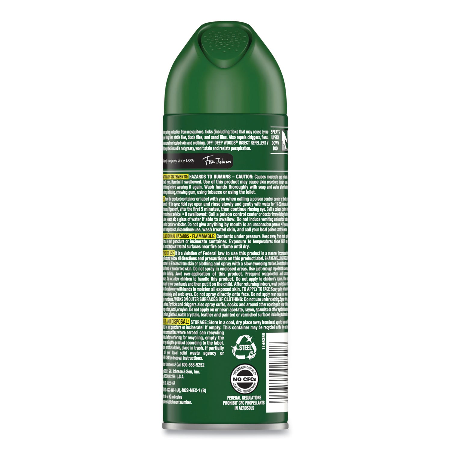 OFF! Deep Woods Insect Repellent, 6 oz Aerosol Spray, 12/Carton (354266)