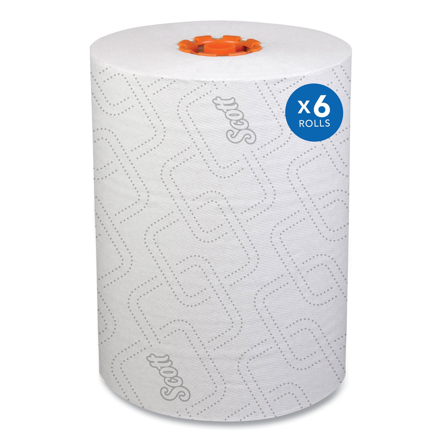 Scott Slimroll Towels, 1-Ply, 8" x 580 ft, White/Orange Core, 6 Roll/Carton (47035)