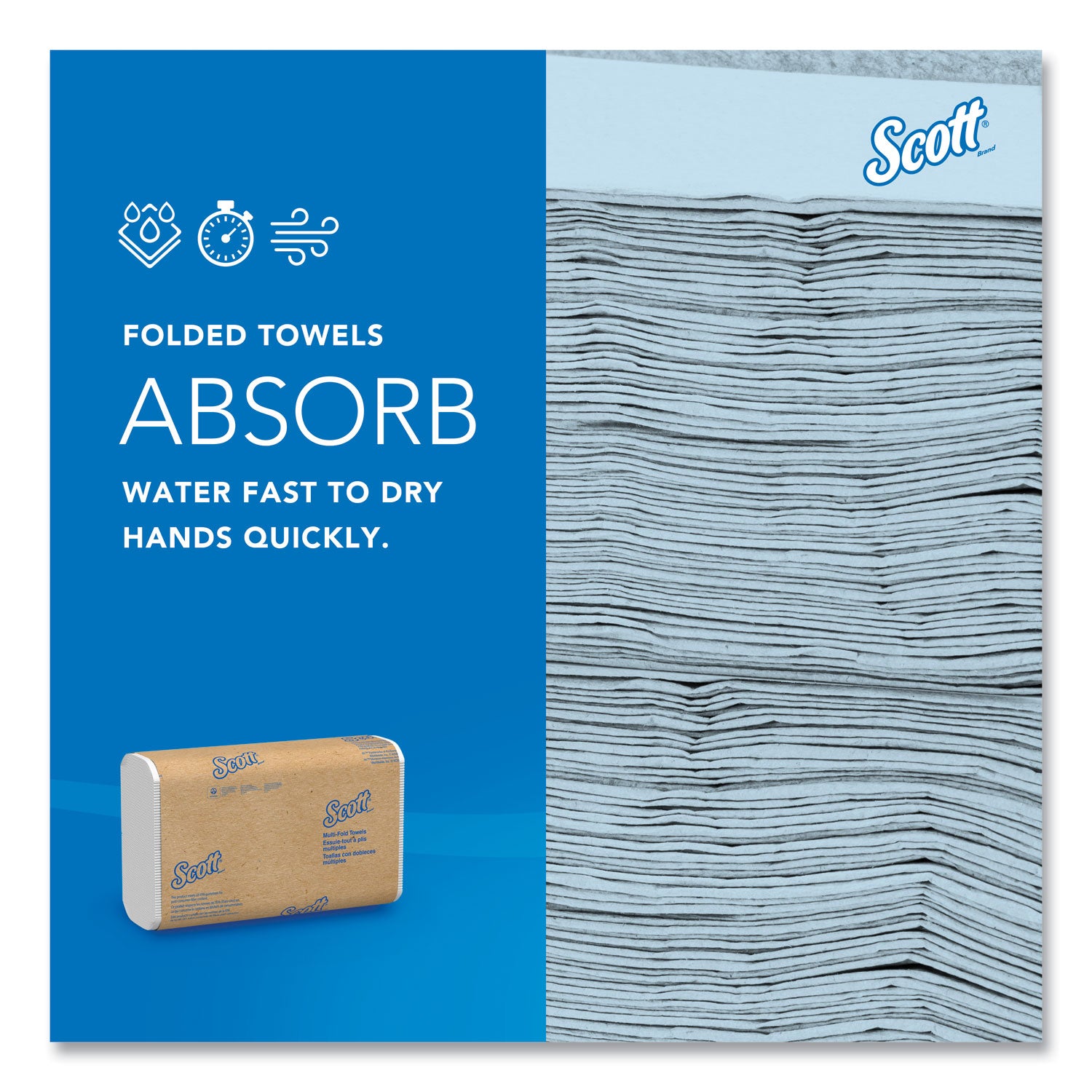 Scott Essential Multi-Fold Towels 100% Recycled, 1-Ply, 9.2  x 9.4, White, 250/Pack, 16 Packs/Carton (01807)