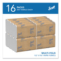 Scott Essential Multi-Fold Towels, Standard Tier, Absorbency Pockets, 1-Ply, 9.2 x 9.4, White, 250/Pack, 16 Packs/Carton (01840)