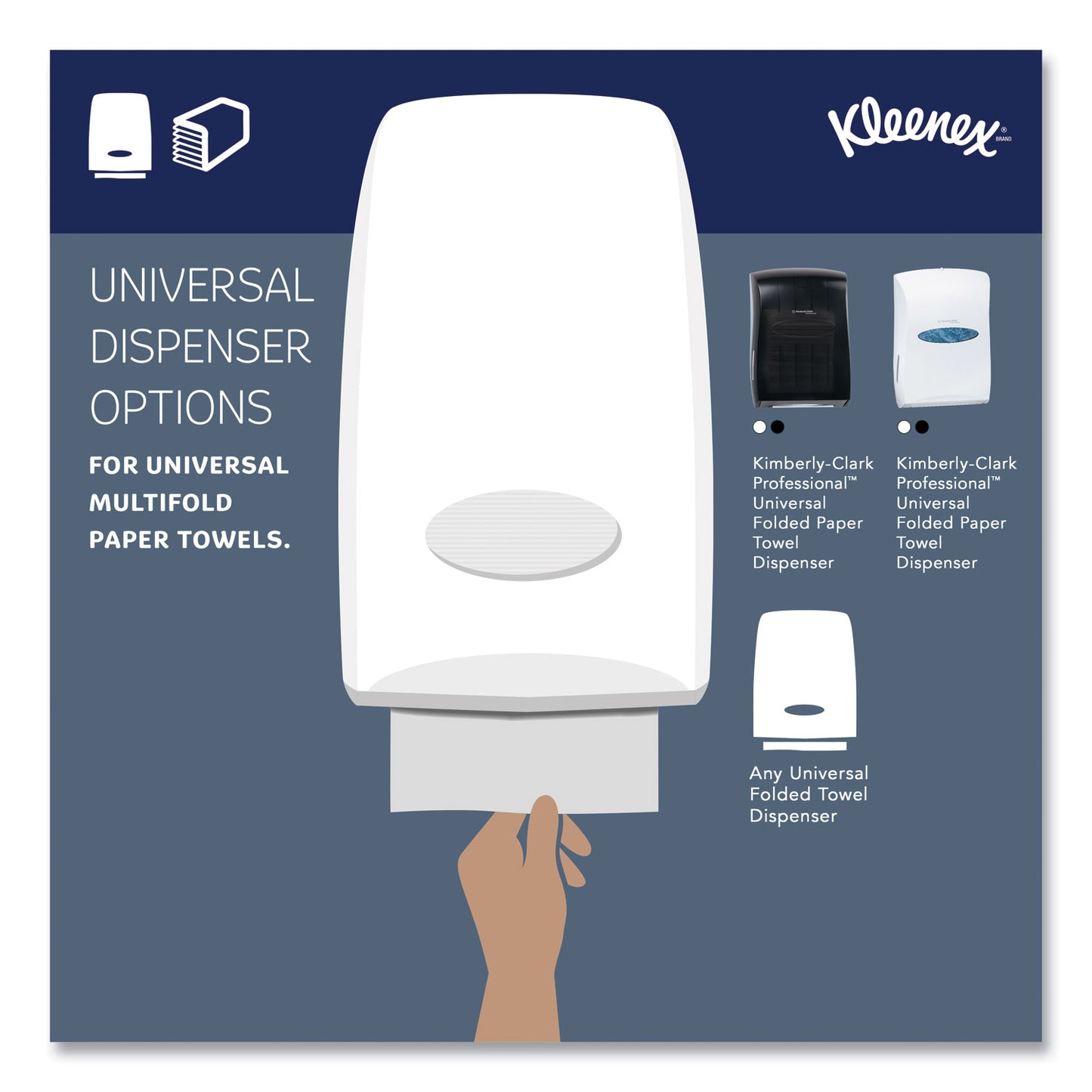 Kleenex Multi-Fold Paper Towels, 1-Ply, 9.2 x 9.4, White, 150/Pack, 16 Packs/Carton (01890)