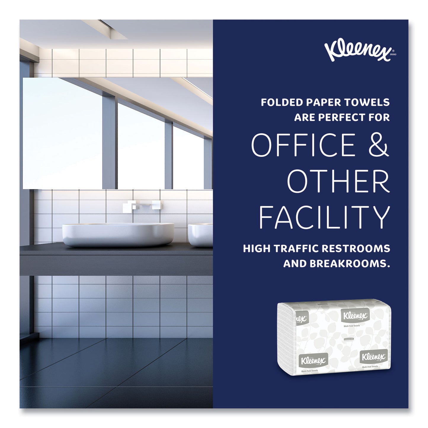 Kleenex Multi-Fold Paper Towels, 1-Ply, 9.2 x 9.4, White, 150/Pack, 16 Packs/Carton (01890)