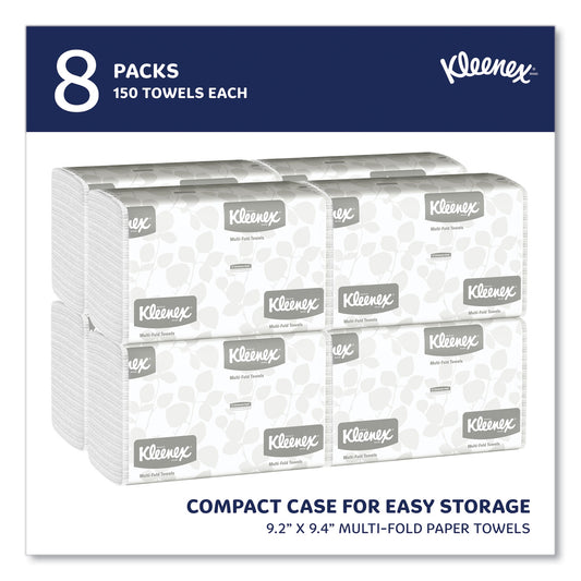 Kleenex Multi-Fold Paper Towels, Convenience, 9.2 x 9.4, White, 150/Pack, 8 Packs/Carton (02046)